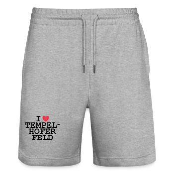 I love Tempelhofer Feld - Stanley/Stella Unisex Bio Joggingshorts Trainer  - Grau meliert - Vorne - Nik (191cm) & Marisol (170cm)