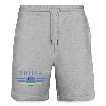 I Love Aruba, Elegance Style Design T-Shirt - Stanley/Stella Trainer Unisex Organic Jogging Shorts - heather grey - Front - Nik (191cm) & Marisol (170cm)