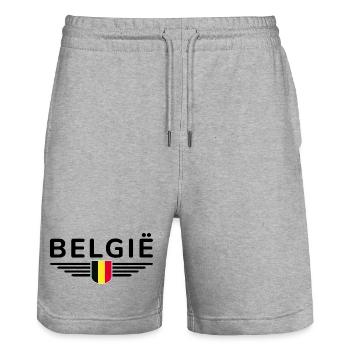 Ich liebe Belgien Design T-Shirt Outfit - Stanley/Stella Unisex Bio Joggingshorts Trainer  - Grau meliert - Vorne - Nik (191cm) & Marisol (170cm)