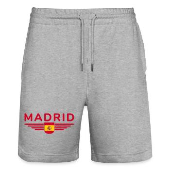 Spain Madrid, Design T-Shirt Outfit - Stanley/Stella Trainer Unisex Organic Jogging Shorts - heather grey - Front - Nik (191cm) & Marisol (170cm)