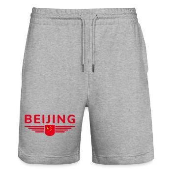 Pékin Chine Fan Design T-Shirt Tenue - Short de jogging bio TRAINER Stanley/Stella unisexe - gris chiné - Devant - Nik (191cm) & Marisol (170cm)