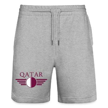 J’adore le Qatar, le design de style élégance - Short de jogging bio TRAINER Stanley/Stella unisexe - gris chiné - Devant - Nik (191cm) & Marisol (170cm)