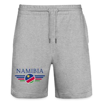 I Love Namibia, Elegance Style Design T-Shirt - Stanley/Stella Trainer Unisex Organic Jogging Shorts - heather grey - Front - Nik (191cm) & Marisol (170cm)