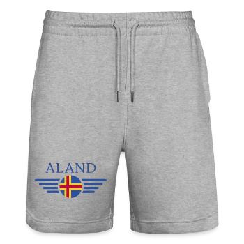 I Love Åland, T-shirt design de style élégance - Short de jogging bio TRAINER Stanley/Stella unisexe - gris chiné - Devant - Nik (191cm) & Marisol (170cm)