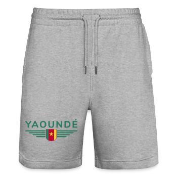 Yaoundé Design – Proud of Cameroon's Capital - Stanley/Stella Trainer Unisex Organic Jogging Shorts - heather grey - Front - Nik (191cm) & Marisol (170cm)