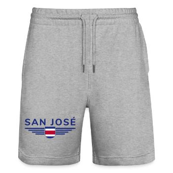 San José T-Shirt – Costa Rica Vibes - Stanley/Stella Unisex Bio Joggingshorts Trainer  - Grau meliert - Vorne - Nik (191cm) & Marisol (170cm)