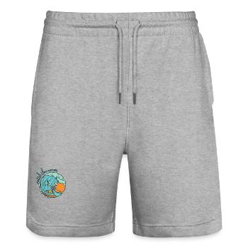 Catch the Waves - Surfer - Stanley/Stella Trainer Unisex Organic Jogging Shorts - heather grey - Front - Nik (191cm) & Marisol (170cm)