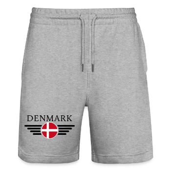 Denmark Hygge T-Shirt - Stanley/Stella Trainer Unisex Organic Jogging Shorts - heather grey - Front - Nik (191cm) & Marisol (170cm)