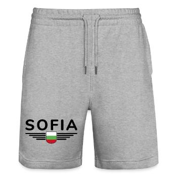 Sofia Design – Proud of Bulgaria's capital - Stanley/Stella Trainer Unisex Organic Jogging Shorts - heather grey - Front - Nik (191cm) & Marisol (170cm)