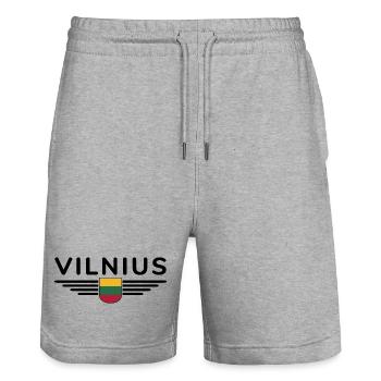 T-shirt Vilnius – Déclaration élégante - Short de jogging bio TRAINER Stanley/Stella unisexe - gris chiné - Devant - Nik (191cm) & Marisol (170cm)