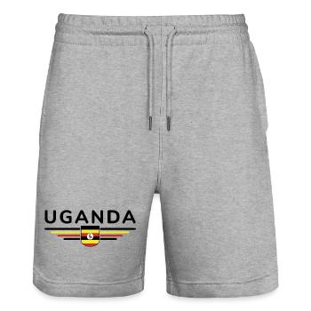 Uganda T-Shirt für Entdecker - Stanley/Stella Unisex Bio Joggingshorts Trainer  - Grau meliert - Vorne - Nik (191cm) & Marisol (170cm)