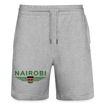 Nairobi Fans: T-Shirt für Kenia-Liebhaber - Stanley/Stella Unisex Bio Joggingshorts Trainer  - Grau meliert - Vorne - Nik (191cm) & Marisol (170cm)