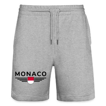 Monaco Design – Le style pour les fans de la Principauté - Short de jogging bio TRAINER Stanley/Stella unisexe - gris chiné - Devant - Nik (191cm) & Marisol (170cm)