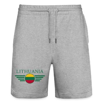 I Love Lithuania, Elegance Style Design T-Shirt - Stanley/Stella Trainer Unisex Organic Jogging Shorts - heather grey - Front - Nik (191cm) & Marisol (170cm)