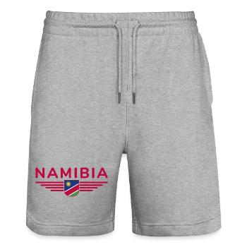 Namibia T-Shirt for Fans and Travelers - Stanley/Stella Trainer Unisex Organic Jogging Shorts - heather grey - Front - Nik (191cm) & Marisol (170cm)