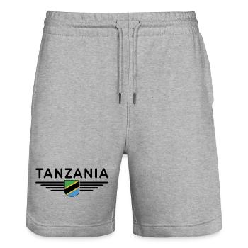 Tansania T-Shirt für echte Fans - Stanley/Stella Unisex Bio Joggingshorts Trainer  - Grau meliert - Vorne - Nik (191cm) & Marisol (170cm)