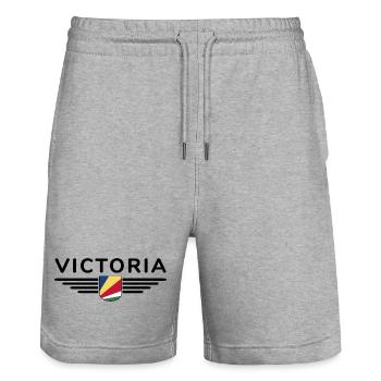 Victoria Seychelles fans: Stylish shirts - Stanley/Stella Trainer Unisex Organic Jogging Shorts - heather grey - Front - Nik (191cm) & Marisol (170cm)