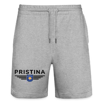 Pristina Kosovo Fan T-Shirt Design - Stanley/Stella Unisex Bio Joggingshorts Trainer  - Grau meliert - Vorne - Nik (191cm) & Marisol (170cm)