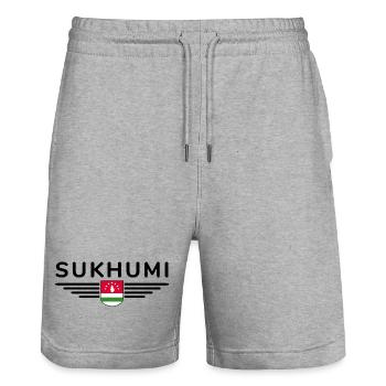 Sochumi Design – Ein Muss für Abchasien-Fans - Stanley/Stella Unisex Bio Joggingshorts Trainer  - Grau meliert - Vorne - Nik (191cm) & Marisol (170cm)
