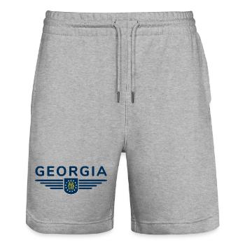 T-shirt Georgia Fan – Southern flair - Short de jogging bio TRAINER Stanley/Stella unisexe - gris chiné - Devant - Nik (191cm) & Marisol (170cm)