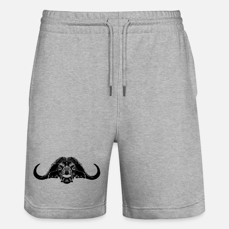 Buffalo / Buffle du Cap / Taureau - Short de jogging bio TRAINER Stanley/Stella unisexe - gris chiné
