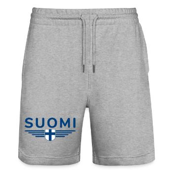 Conception de t-shirts en Finlande – Nordic Style & Nature - Short de jogging bio TRAINER Stanley/Stella unisexe - gris chiné - Devant - Nik (191cm) & Marisol (170cm)