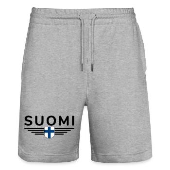 Conception de t-shirts en Finlande – Nordic Style & Nature - Short de jogging bio TRAINER Stanley/Stella unisexe - gris chiné - Devant - Nik (191cm) & Marisol (170cm)