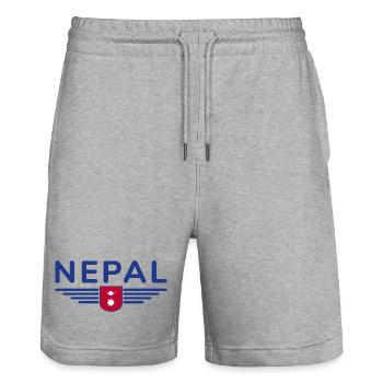 Nepal Design – Himalaya Abenteuer - Stanley/Stella Unisex Bio Joggingshorts Trainer  - Grau meliert - Vorne - Nik (191cm) & Marisol (170cm)