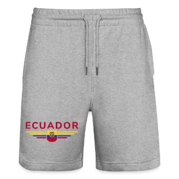 Ecuador Fans T-Shirt Design - Stanley/Stella Trainer Unisex Organic Jogging Shorts - heather grey - Front - Nik (191cm) & Marisol (170cm)