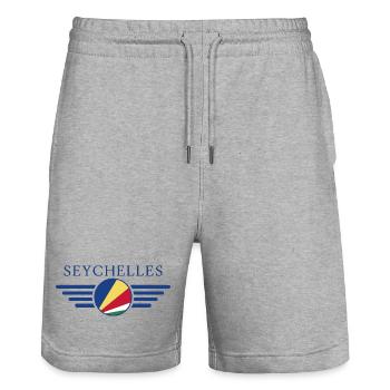 I Love Seychelles, Elegance Style Design T-Shirt - Stanley/Stella Trainer Unisex Organic Jogging Shorts - heather grey - Front - Nik (191cm) & Marisol (170cm)