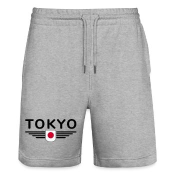 Tokio Japan Fan Outfit T Shirt Design - Stanley/Stella Unisex Bio Joggingshorts Trainer  - Grau meliert - Vorne - Nik (191cm) & Marisol (170cm)