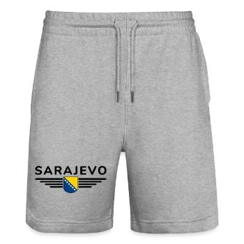 Sarajevo Bosnien Fan T-Shirt - Stanley/Stella Unisex Bio Joggingshorts Trainer  - Grau meliert - Vorne - Nik (191cm) & Marisol (170cm)