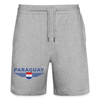 Paraguay Fan T-Shirt - Stanley/Stella Unisex Bio Joggingshorts Trainer  - Grau meliert - Vorne - Nik (191cm) & Marisol (170cm)