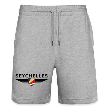 Seychelles fans: T-shirts for island dreams - Stanley/Stella Trainer Unisex Organic Jogging Shorts - heather grey - Front - Nik (191cm) & Marisol (170cm)