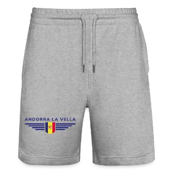 Design de t-shirt Fan d’Andorre-la-Vieille - Short de jogging bio TRAINER Stanley/Stella unisexe - gris chiné - Devant - Nik (191cm) & Marisol (170cm)
