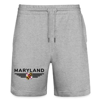 T-shirt Maryland Fan – Parfait pour les fans ! - Short de jogging bio TRAINER Stanley/Stella unisexe - gris chiné - Devant - Nik (191cm) & Marisol (170cm)