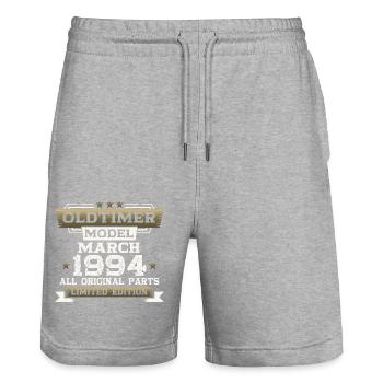 30. Geburtstag Oldtimer März Jahrgang 1994 - Stanley/Stella Unisex Bio Joggingshorts Trainer  - Grau meliert - Vorne - Nik (191cm) & Marisol (170cm)