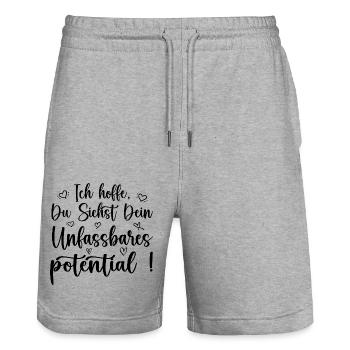 unfassbares potential achtsamkeit motivation - Stanley/Stella Unisex Bio Joggingshorts Trainer  - Grau meliert - Vorne - Nik (191cm) & Marisol (170cm)