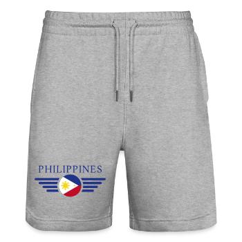 Plilippines - Stanley/Stella Trainer Unisex Organic Jogging Shorts - heather grey - Front - Nik (191cm) & Marisol (170cm)