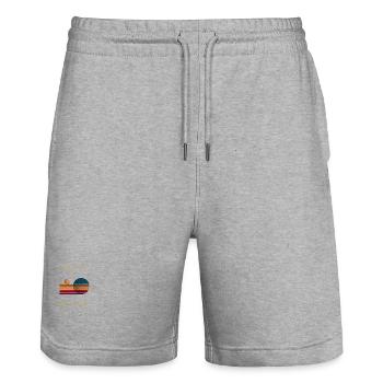 Stay calm and listen to music. - Stanley/Stella Trainer Unisex Organic Jogging Shorts - heather grey - Front - Nik (191cm) & Marisol (170cm)