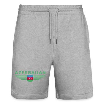 Azerbaijan Design – For Fans & Travelers - Stanley/Stella Trainer Unisex Organic Jogging Shorts - heather grey - Front - Nik (191cm) & Marisol (170cm)
