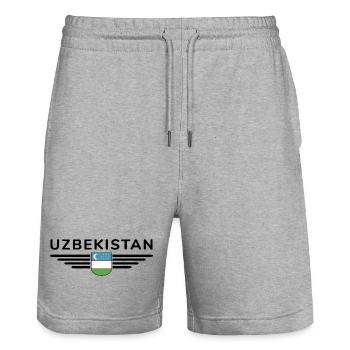 T-shirt de l’Ouzbékistan – Fierté et culture - Short de jogging bio TRAINER Stanley/Stella unisexe - gris chiné - Devant - Nik (191cm) & Marisol (170cm)