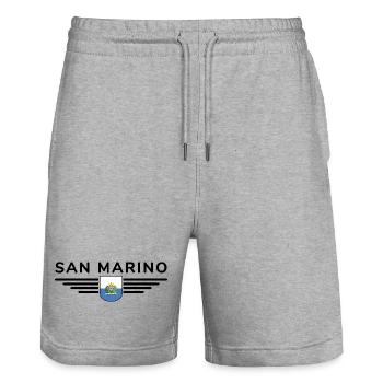 I Love San Marino, Elegance Style Design T-Shirt - Stanley/Stella Trainer Unisex Organic Jogging Shorts - heather grey - Front - Nik (191cm) & Marisol (170cm)