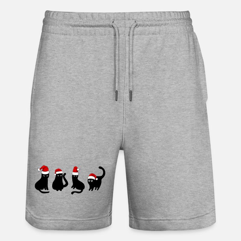 Chat noir à Noël - Short de jogging bio TRAINER Stanley/Stella unisexe - gris chiné