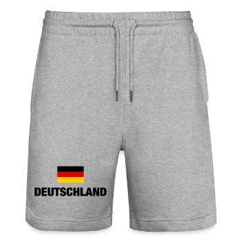 Deutschland deutsche Flagge deutsch Fahne Geschenk - Stanley/Stella Unisex Bio Joggingshorts Trainer  - Grau meliert - Vorne - Nik (191cm) & Marisol (170cm)