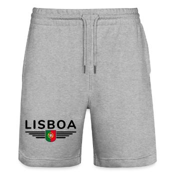 T-shirt de fan de Lisbonne pour les amoureux du Portugal - Short de jogging bio TRAINER Stanley/Stella unisexe - gris chiné - Devant - Nik (191cm) & Marisol (170cm)