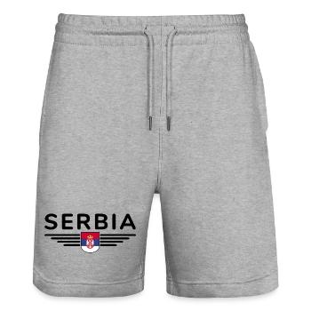 Design Serbie – Fierté et passion - Short de jogging bio TRAINER Stanley/Stella unisexe - gris chiné - Devant - Nik (191cm) & Marisol (170cm)