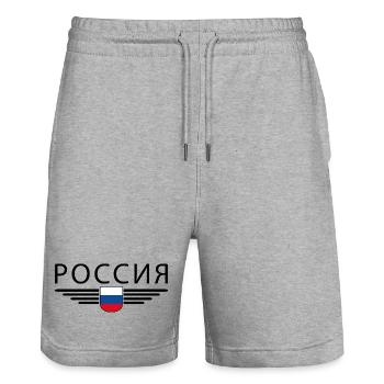 Russland T-Shirt – Stolz und Tradition - Stanley/Stella Unisex Bio Joggingshorts Trainer  - Grau meliert - Vorne - Nik (191cm) & Marisol (170cm)