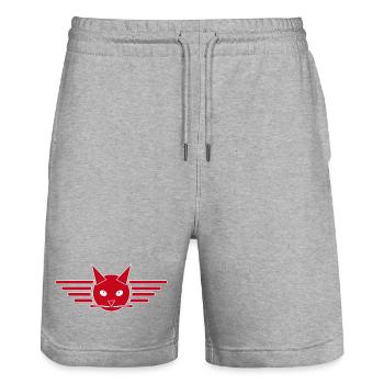 Conception créative de t-shirt Ailes de chat - Short de jogging bio TRAINER Stanley/Stella unisexe - gris chiné - Devant - Nik (191cm) & Marisol (170cm)