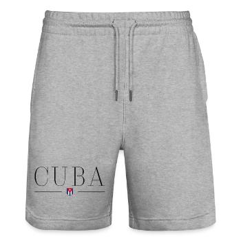J’aime Cuba, T-shirt design, Tenue - Short de jogging bio TRAINER Stanley/Stella unisexe - gris chiné - Devant - Nik (191cm) & Marisol (170cm)